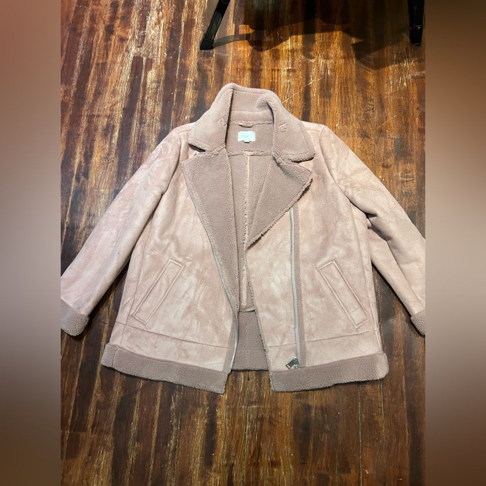 LOFT Faux Suede Sherpa Moto Jacket - Picture 2 of 16